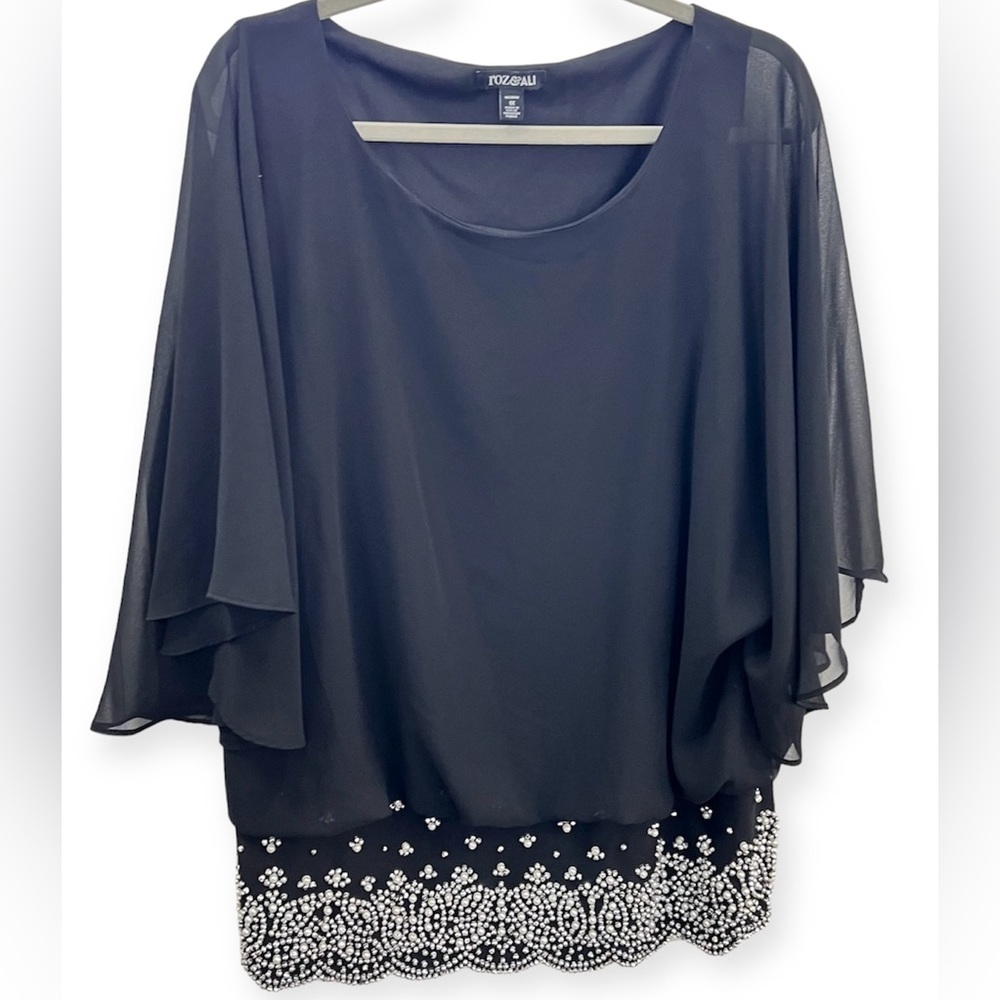 Beautiful Women’s Blouse | 1X |  Black | EUC |Roz & Ali